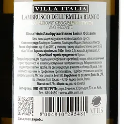 Вино ігристе Villa Italia Lambrusco Emilia Bianco, біле, напівсолодке, 0,75 л - мініатюра 3