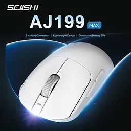 Ігрова бездротова мишка SEJISHI AJ199 MAX / Сенсор PAW 3395 / Три режими підключення / 26000 DPI / White - мініатюра 3