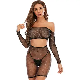 Сексуальний спокусливий еротичний комплект - еротична білизна 44 М чорний 1015