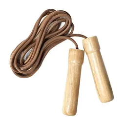 Скакалка York Fitness Leather Skip з дерев'яними ручками - мініатюра 2