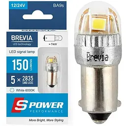 LED автолампа Brevia Spower 12/24V T4W 4x2835SMD 150Lm 6000K CANbus 2 шт BA9s (10219X2)