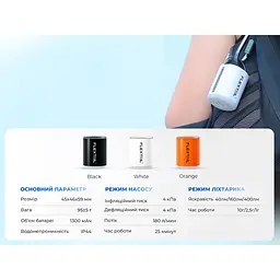 Насос-ліхтар кемпінговий Flextail Tiny Pump 2X, чорний - мініатюра 2