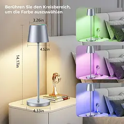 Світлодіодна настільна лампа Brightower на батарейках сенсорна із зарядною станцією - мініатюра 2