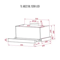 Витяжка телескопічна PERFELLI TL 6822 BL 1200 LED - мініатюра 12
