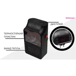Тепловентилятор Supretto Електрокамін з пультом керування чорний (5636) - мініатюра 6