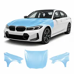 Антигравійна захисна бронеплівка за лекалами для BMW 3 Series G20 facelift 2022- капот і передні крила