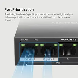 Комутатор MS105GP 5xGE (4xPoE), 65Вт, Некерований Mercusys teh0018243 - мініатюра 8
