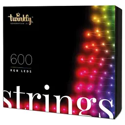 Гірлянда Twinkly Smart LED Strings RGB 600, BT+WiFi, Gen II, IP44 кабель чорн (TWS600STP-BEU)