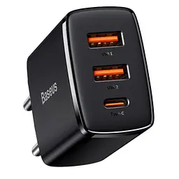 МЗП Compact Quick Charger PD30W+QC3.0 (2USB-A/1C) (CCXJ-E) Чорний Baseus teh0029583