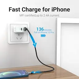 Кабель Vention USB AM – Lightning, 2 м, Black teh0028529 - миниатюра 5