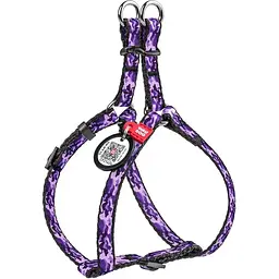 Шлея для собак Waudog Nylon Фіолетовий камо, анатомічна, з QR паспортом, 28-40х1 см, фіолетова (5261)