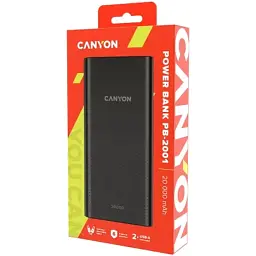 Батарея універсальна Canyon 20000mAh, Input 5V/2A, Output 5V/2.1A(Max), Black (CNE-CPB2001B) - мініатюра 3