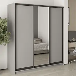 Шафа-купе тридверна MebelStar Комбо BG 2ДСП/Дзеркало 190x45x210 см Сіра мишка (MBS-9189)