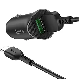 Автомобільний зарядний пристрій Hoco Z39 2 USB QC3.0 Black + USB Cable Type-C - мініатюра 2