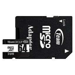 Карта памяти Team MicroSDHC 64GB UHS-I Class 10 Black + SD-adapter (TUSDX64GCL10U03)