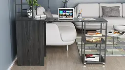 Стіл-тумба трансформер Смарт 3/2 з етажеркою Ferrum-decor 1430x1450x600 Чорний метал ДСП Сосна Кембра 16 мм (FRD-105118) - мініатюра 10