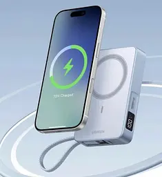 Магнітний павербанк Ugreen з бездротовою MagSafe зарядкою блакитний 30W 10000 мАч - мініатюра 3