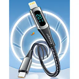 Дата кабель USB-C to Lightning 2.0m 20W Digital Display black Essager (EXCTL-YDA01) - мініатюра 9