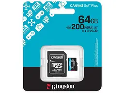 Карта пам'яті Kingston microSD C10 UHS-I U3 A2 V30 + SD Adapter 64 GB (SDCG4/64GB) - мініатюра 3