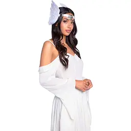Пов’язка на голову з крилами Leg Avenue FeaTher headband White, пір’я та натуральна шкіра - мініатюра 3