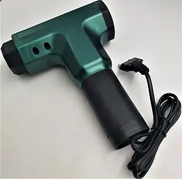 М'язовий масажер для тіла ручний 220V портативний 4 насадки Fascial Gun RF-709 зелений - мініатюра 5