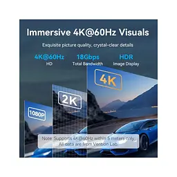 Кабель мультимедійний HDMI M to HDMI M 10.0m 4K30Hz cotton braided black Vention (ALLBL) - мініатюра 3