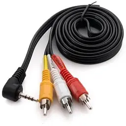 Кабель-перехідник звуковий ExtraDigital 3.5 мм M - 3xRCA M 1.5 м чорний кутовий роз'єм (KBV1732)