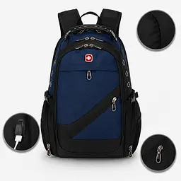 Рюкзак, швейцарський рюкзак, SwissGear 8810, рюкзак туристичний, рюкзак для ноутбука Синій - мініатюра 6