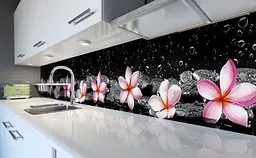 Вініловий кухонний фартух Рожеві Квіти на чорному тлі наклейка для кухні гавайські Леї Happy Pocket Z181717