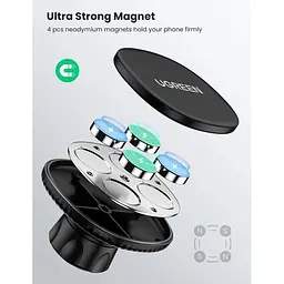 Автотримач UGREEN LP292 Magnetic Phone Holder for Car чорний - мініатюра 4