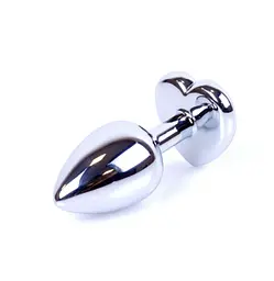 Анальна пробка з кристалом B-Series Jewellery Silver Heart Plug, S - мініатюра 3