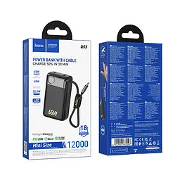 Зовнішній акумулятор HOCO Q53 Skillful PD65W power bank(12000mAh) Black (6942007672597) - мініатюра 2