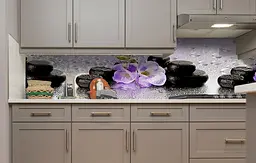 Вініловий кухонний фартух Happy Pocket Мокрі каміння наклейка для кухні ПВХ 3Д квіти Текстура Сірий Z181532 - мініатюра 4
