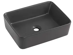 Раковина накладна Qtap Tern Anthracite, прямокутна, з донним клапаном QT17116069AN