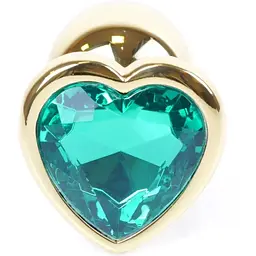 Анальна пробка Boss Of Toys Boss Series - Jewellery Gold Heart Plug Green S, BS6400042, Золотий / Зелений - мініатюра 3
