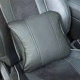 Подушка на підголівник з логотипом Mercedes-Benz Екошкіра 3D Кольоровий лого Чорний-Чорий кант 1 шт - мініатюра 3