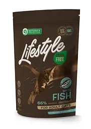 Сухий беззерновий корм для котів з білою рибою Nature's Protection Lifestyle Grain Free White Fish Adult Cat, 400г