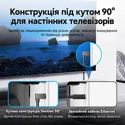 Мережевий патч-корд Ethernet Vention 3 м LAN-кабель Cat.6 UTP 1000 Мбіт/с смуга пропускання 250 МГц RJ45 з кутовим штекером із виходом кабелю вниз на одному кінці та прямим на іншому для прокладання кабелю біля стіни чорний (IBWBI) - мініатюра 6