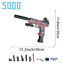 Бластер Pistol Drum Gel Ball 5000 шт. гель кульок з бризками red - мініатюра 2