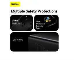 Мережевий зарядний пристрій Baseus GaN3 Pro AC + 2xUSB + 2хType-C 100 W + Cable Type-C-Type-C 100 W 1 м PSZM000401 - мініатюра 2