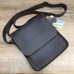 Чоловіча шкіряна сумка GS 23*21*6 см коричнева (КЛ 001 кор) 200 - мініатюра 4