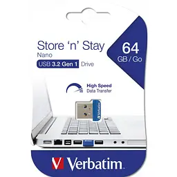 Флеш-накопичувач Verbatim USB 64GB Store 'n' Stay NANO Blue USB 3.0 (98711) - мініатюра 5