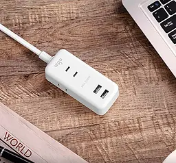 Подовжувач фільтр Aigo Power Strip (3 розетки та 2 USB) 1 m AC0320 - мініатюра 3
