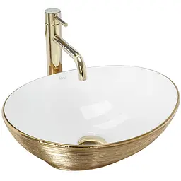 Умивальник Rea Sofia 41x34,5 brush gold (REA-U3697), Глянцева