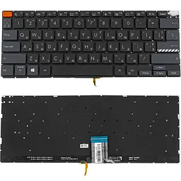 Клавіатура для ноутбука ASUS (X3400 X7400 series) ukr чорний без кадру підсвічування клавіш (Червоний Esc)