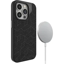 Протиударний чохол Gear4 Zagg London MagSafe для Iphone 15 Pro Max (6.7") тканинний Black Geo