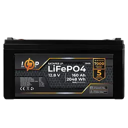Акумулятор LP LiFePO4 12,8V - 160 Ah (2048Wh) (BMS 80A/40А) пластик для ДБЖ