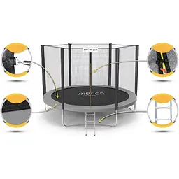 Батут Jumi Motion Sport Line 10ft (305см) з зовнішньою сіткою сірий - мініатюра 9