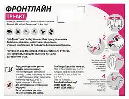 Краплі Boehringer Ingelheim Frontline Tri-Act від бліх та кліщів для собак, 2-5 кг, 3 піпетки + Плед для пікніка Frontline, темно-синій - мініатюра 4