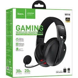 Накладні бездротові навушники W114 Magic +3.5mm+2.4G Black Hoco teh0030640 - мініатюра 2